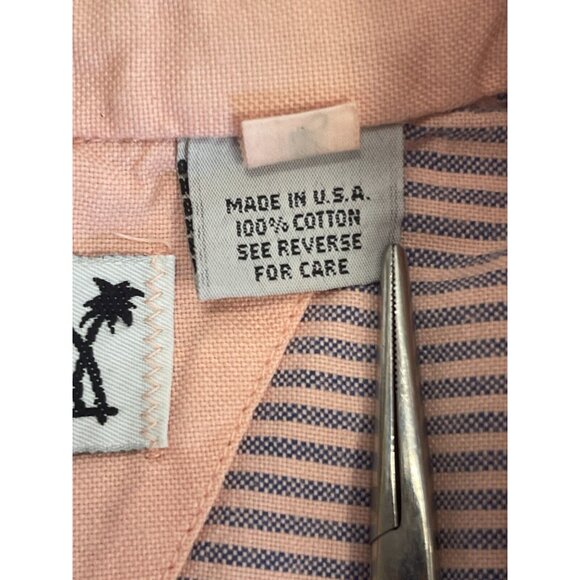 Shore Club Mens Pale Pink Blue Stripes Button Down Shirt Size M Short Sleeve - Picture 7 of 12